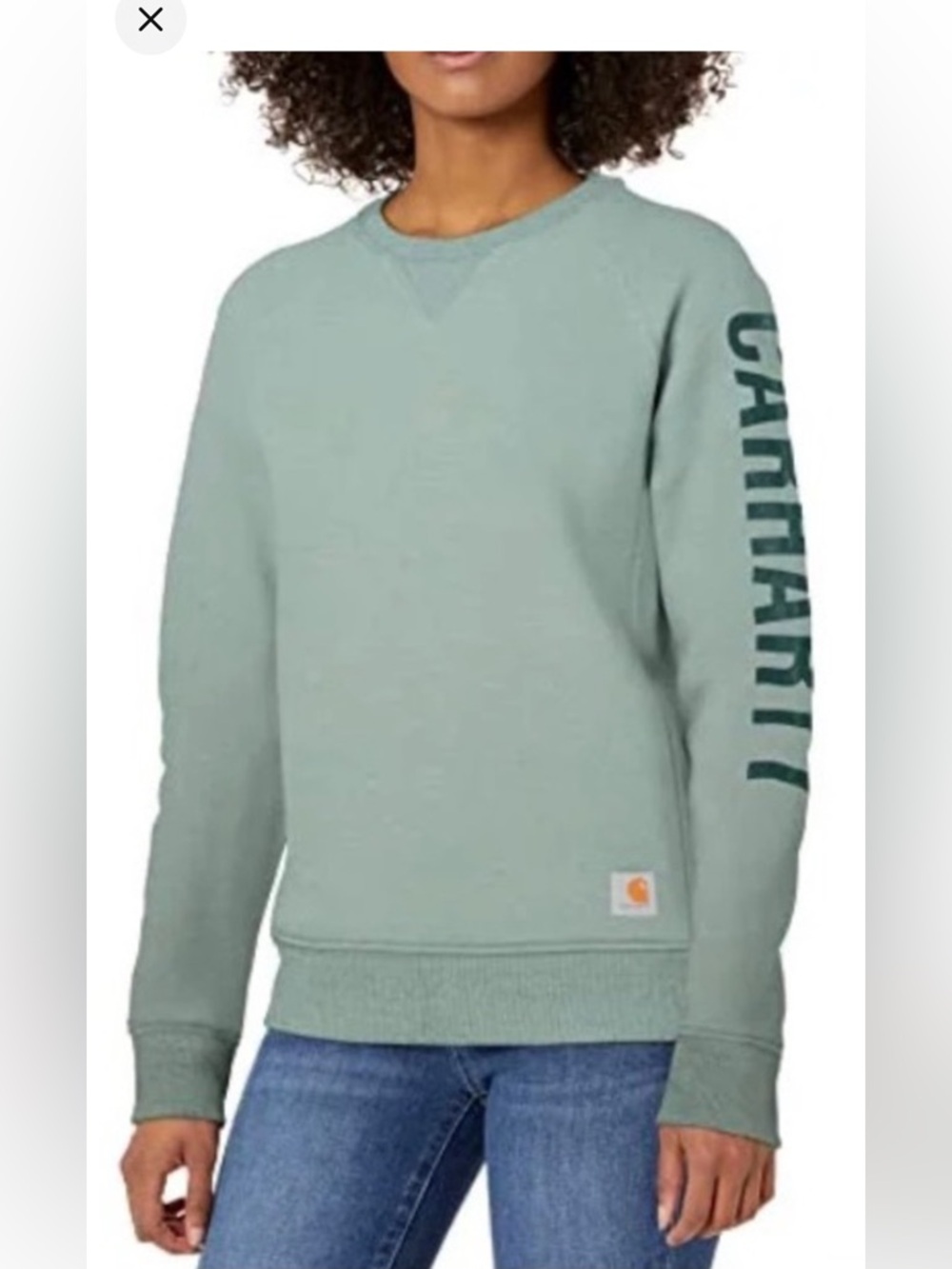 Carhartt unisex Sage Green Crewneck with Sleeve Logo
